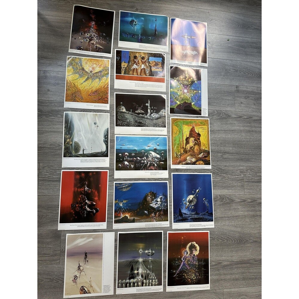 Vintage Richard M Powers Art Prints Lot 11x14in Sci Fi Fantasy Multicolor USA